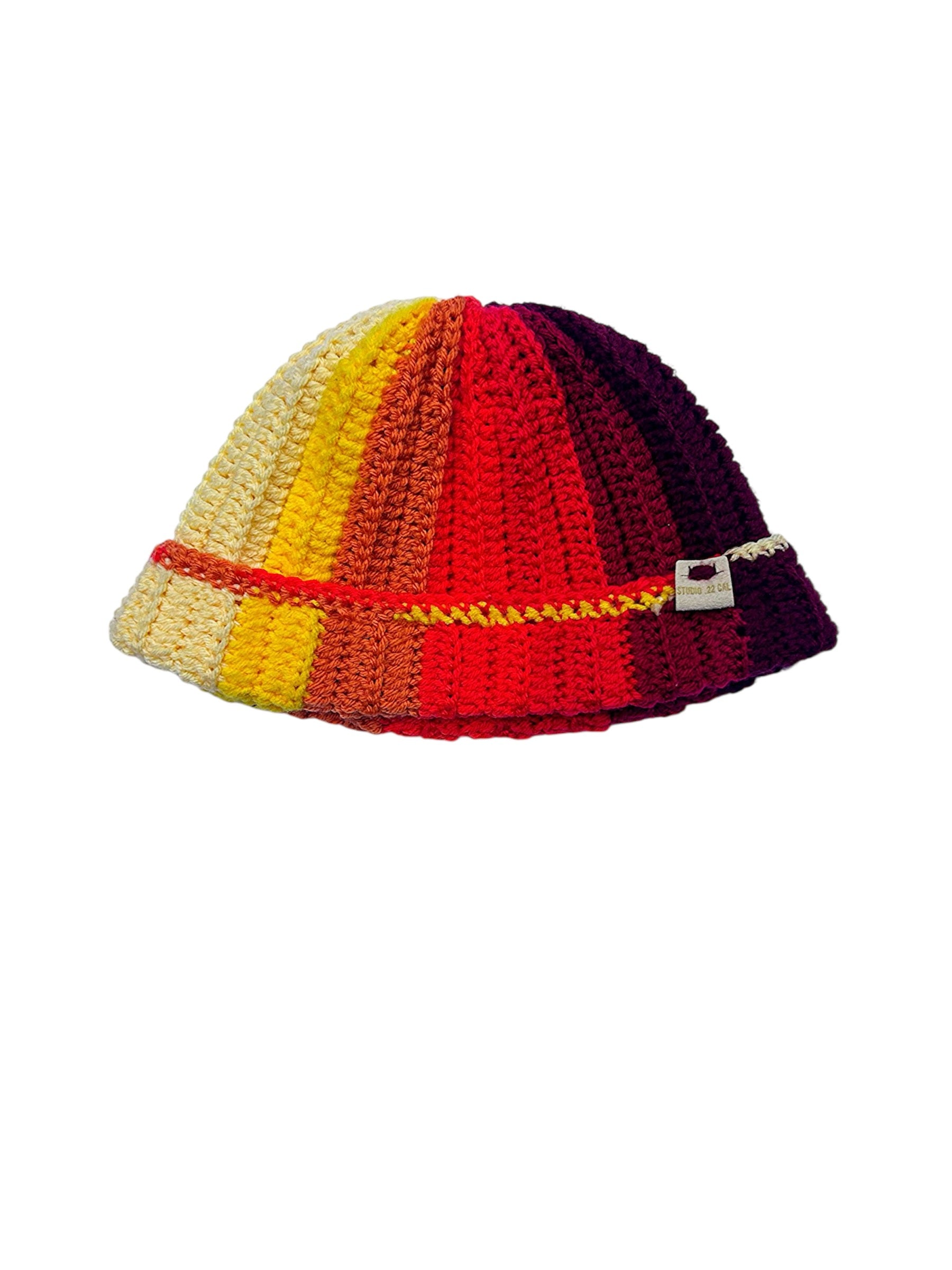 Crocheted Ombre Cuffed Ribbed Beanie